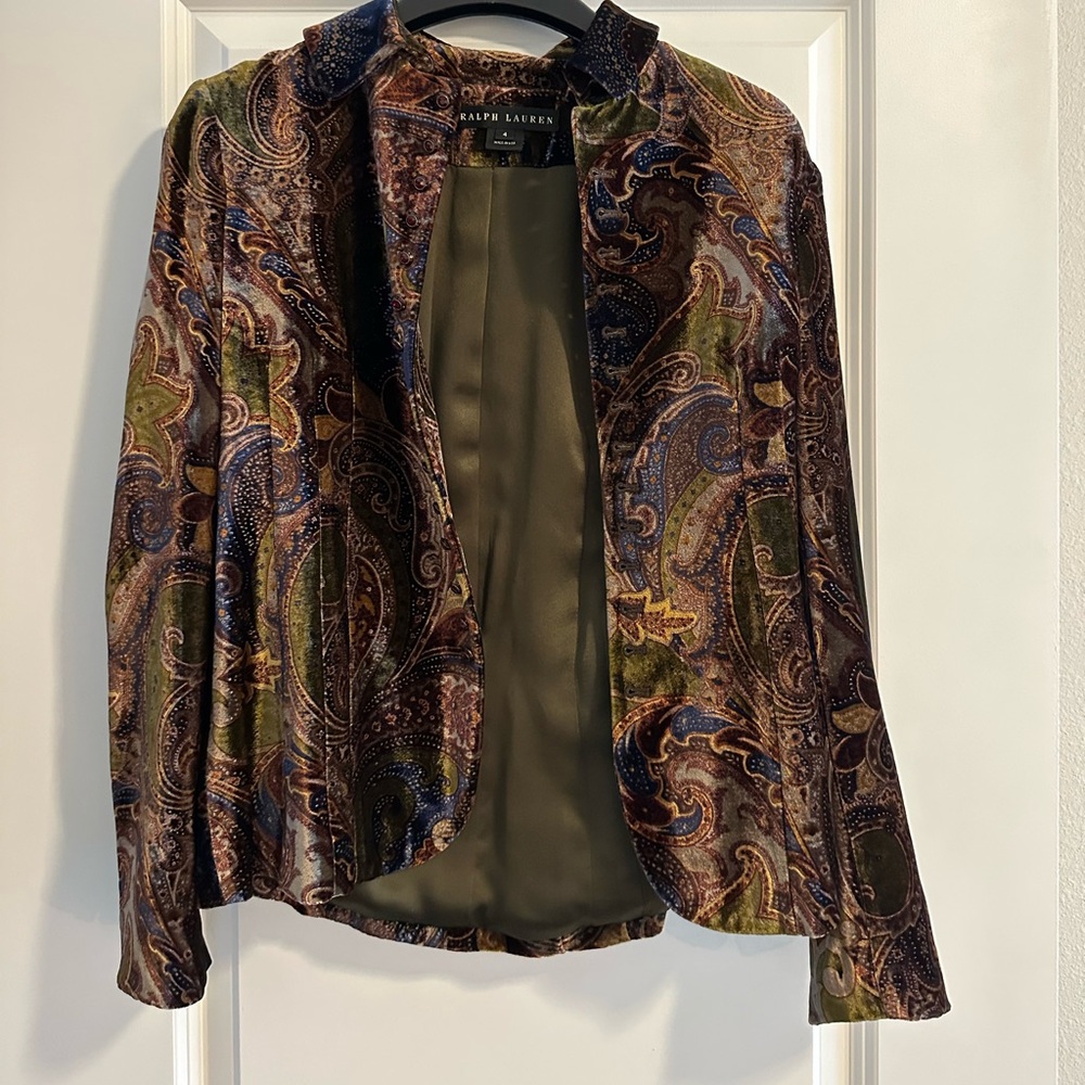 Ralph Lauren Black Label Paisley Velvet Blazer